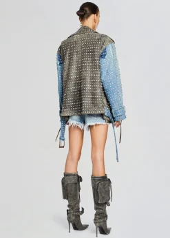 Retrofete Rebel Embellished Leather Jacket Tangier/Silver Flash Sale