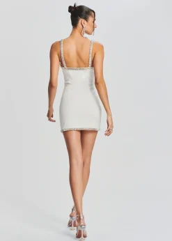 Retrofete Regina Dress White/Silver Shop