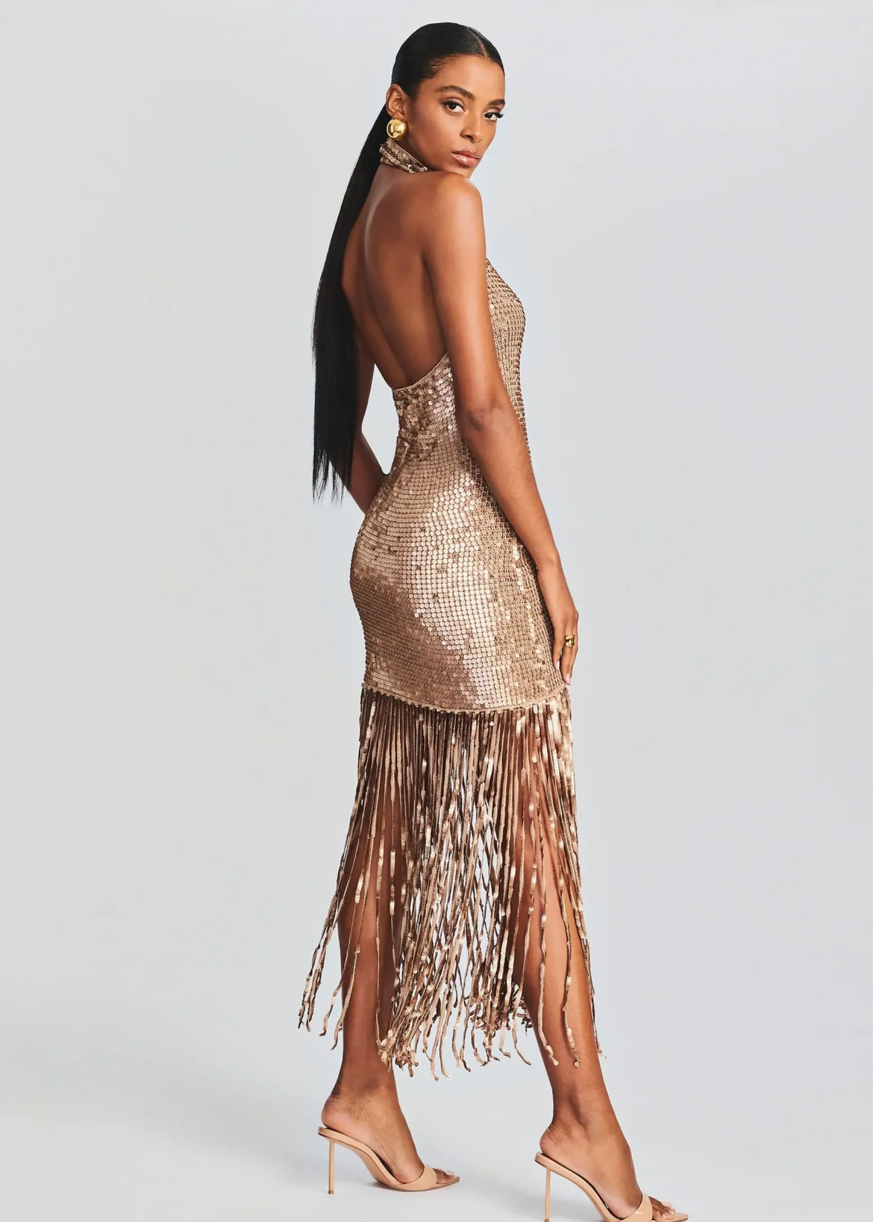 Retrofete Renzo Sequin Crochet Dress Metallic Tannin Cheap