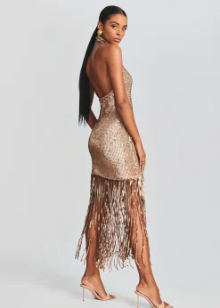 Retrofete Renzo Sequin Crochet Dress Metallic Tannin Flash Sale