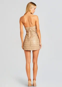 Retrofete Rhya Embellished Leather Dress Nude Cheap
