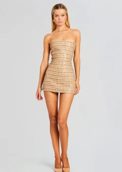 Retrofete Rhya Embellished Leather Dress Nude Hot