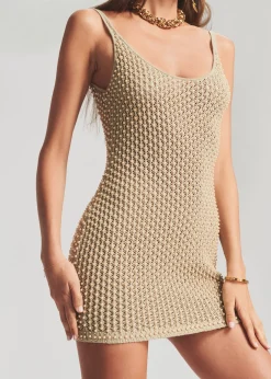 Retrofete Rocco Crochet Dress Sand New