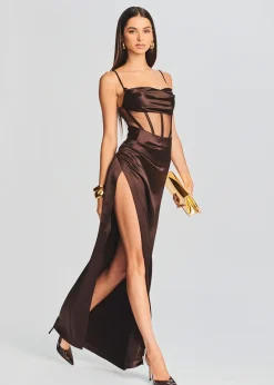 Retrofete Rosa Corset Dress Dark Chocolate Sale