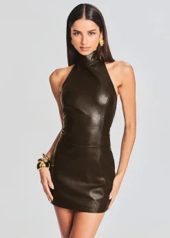 Retrofete Roxy Leather Dress Dark Chocolate Hot