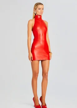 Retrofete Roxy Leather Dress Fiery Red Flash Sale