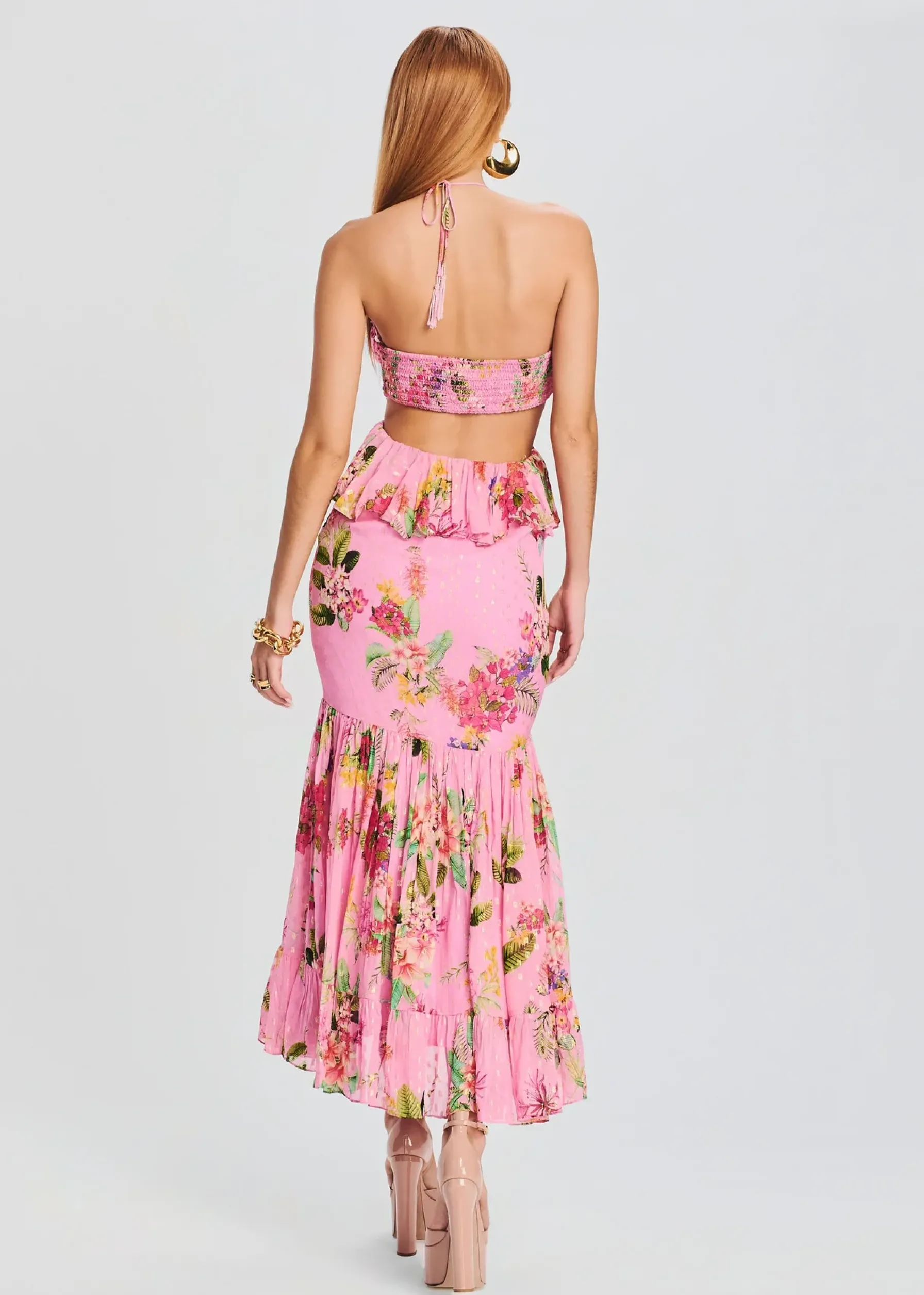 Retrofete Rue Long Dress Colorful Floral Candy Pink Fashion