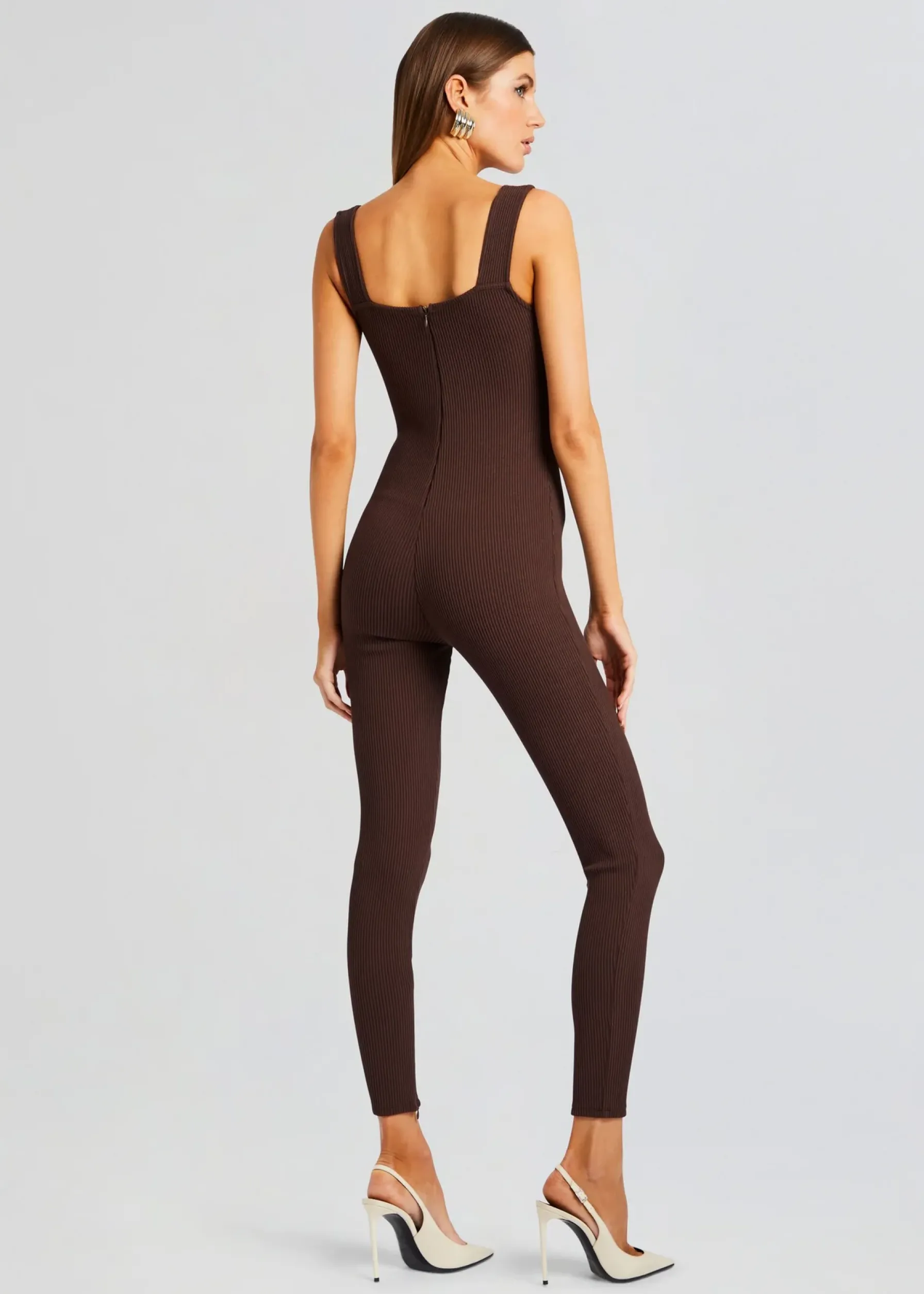 Retrofete Sabrina Sleeveless Enviro Rib Catsuit Brown Flash Sale