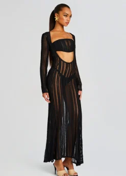 Retrofete Saley Long Dress Black Sham Cheap