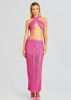 Retrofete Sandy Crochet Skirt Malibu Pink Flash Sale