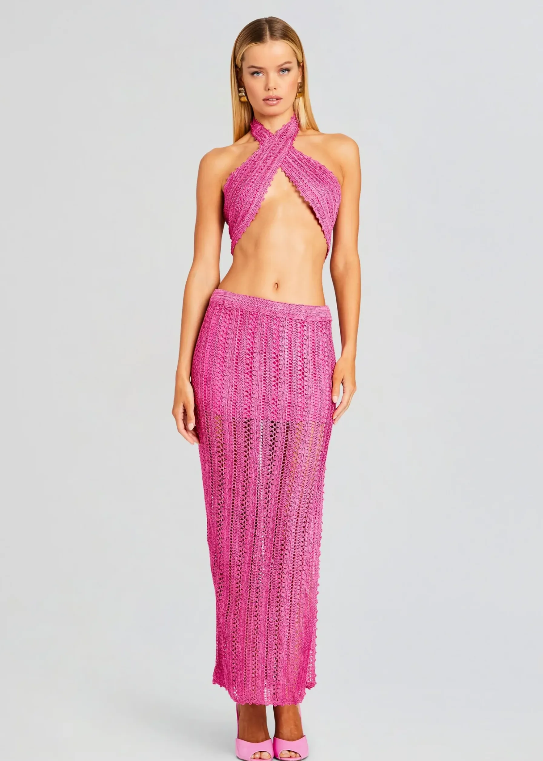 Retrofete Sandy Crochet Skirt Malibu Pink Flash Sale