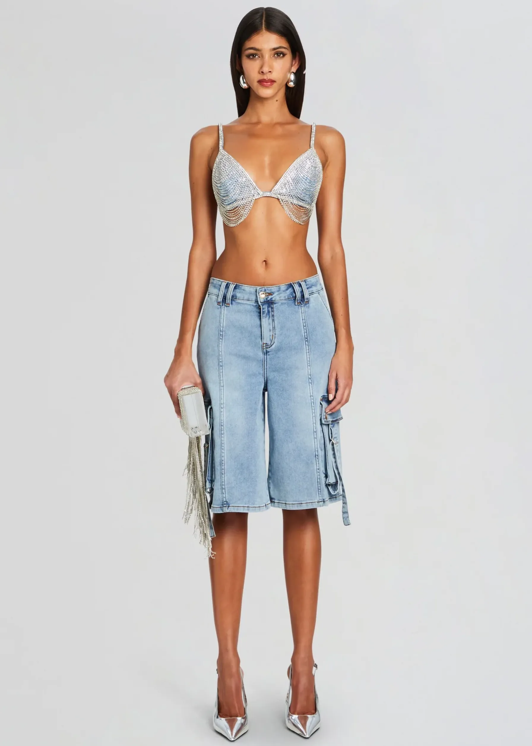 Retrofete Sarta Cargo Short Vintage Celeste Fashion