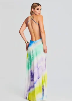 Retrofete Scarlett Silk Dress Watercolor Wave New