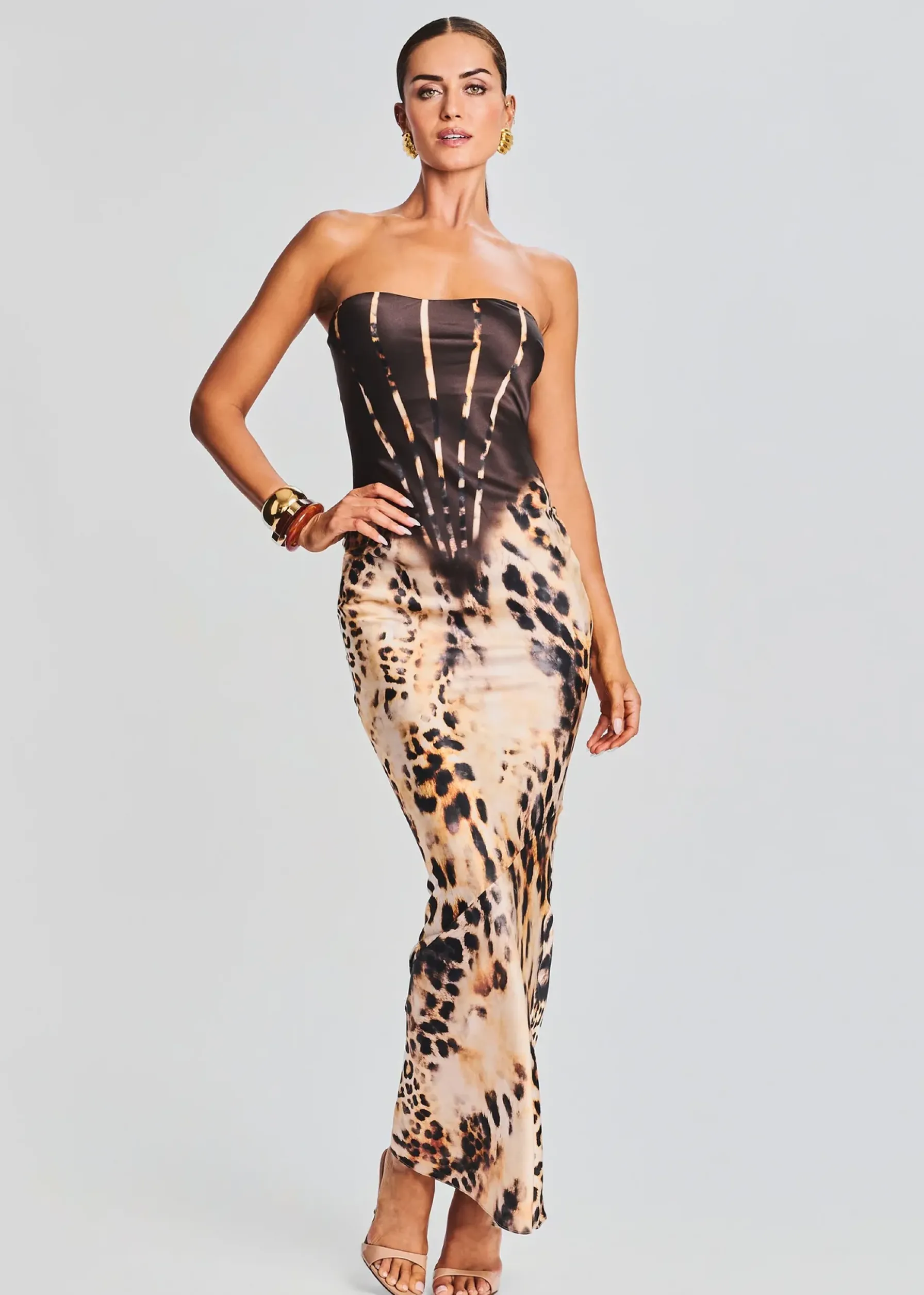 Retrofete Shayna Silk Dress Vintage Cheetah Discount