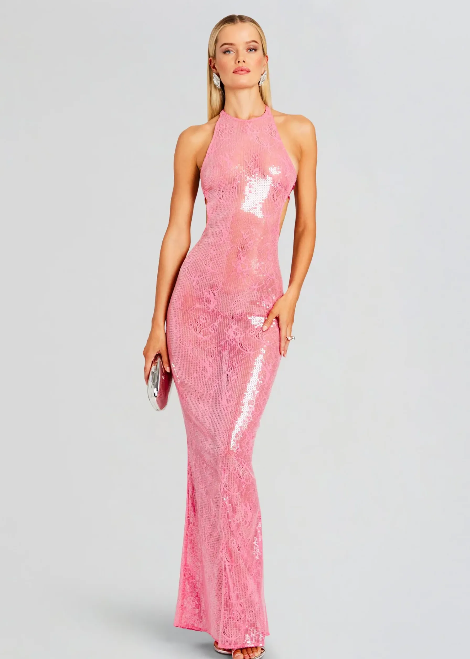 Retrofete Shivonne Sequin Lace Dress Paradise Pink Best Sale