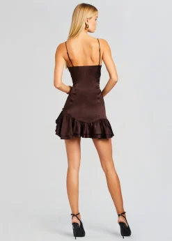 Retrofete Silvana Silk Dress Dark Chocolate Hot