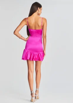 Retrofete Silvana Silk Dress Neon Pink Clearance