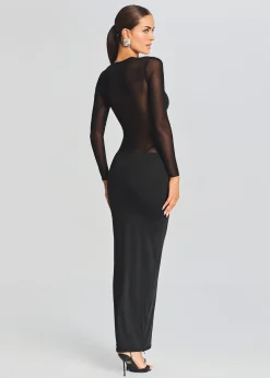 Retrofete Silver Maxi Dress Black Hot