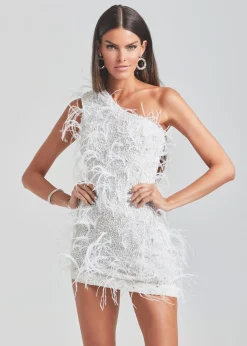 Retrofete Sina Feather Dress White/Silver Shop
