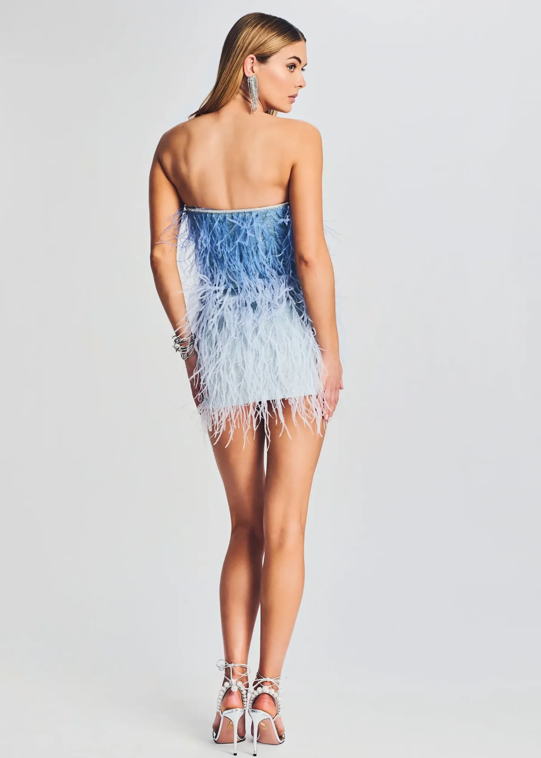 Retrofete Sofia Feather Dress White/Ombre New