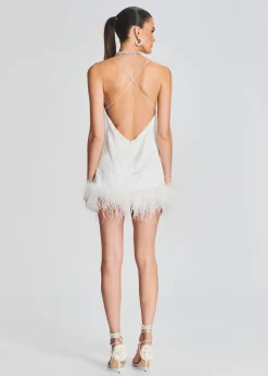 Retrofete Susana Feather Dress White Cheap