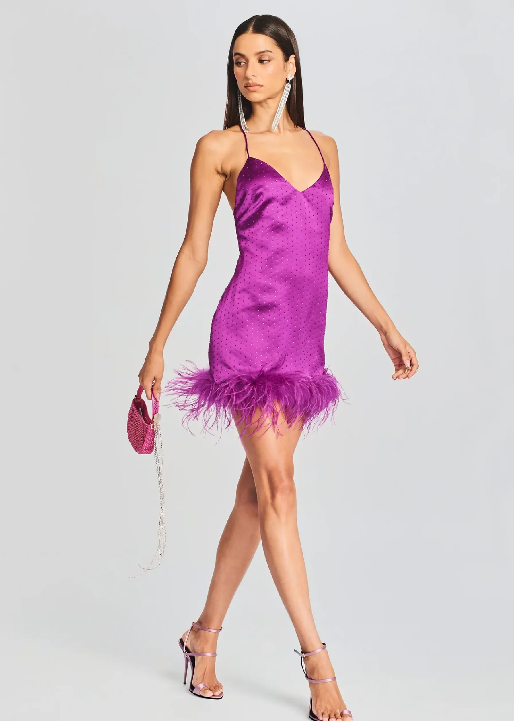 Retrofete Susana Feather Dress Electric Orchid Outlet