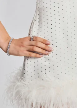 Retrofete Susana Feather Dress White Hot