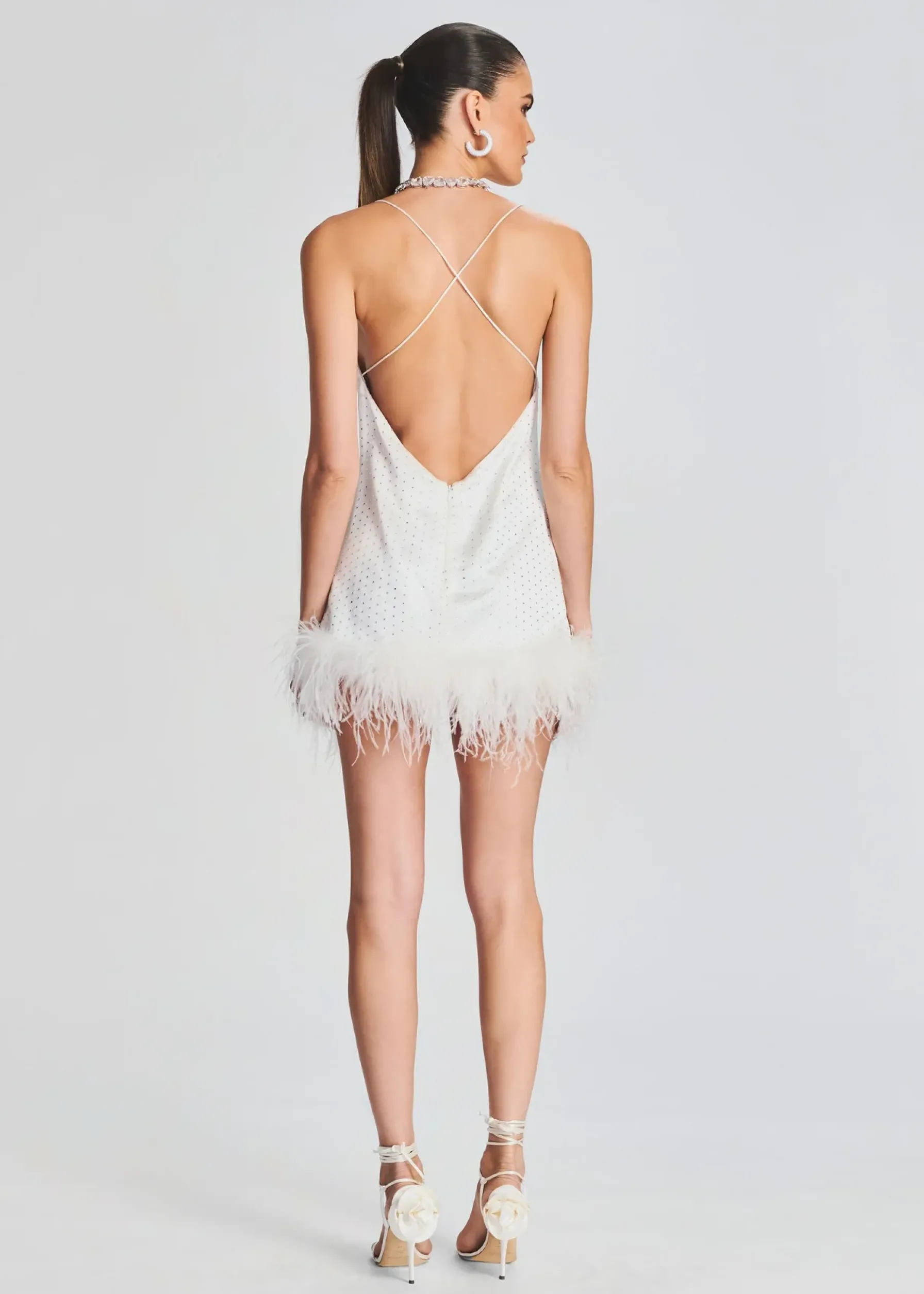 Retrofete Susana Feather Dress White Sale