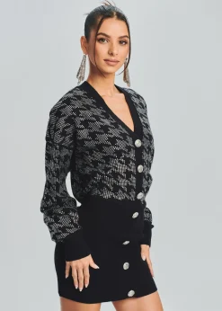 Retrofete Tala Embellished Sweater Dress Black/Silver Houndstooth Discount