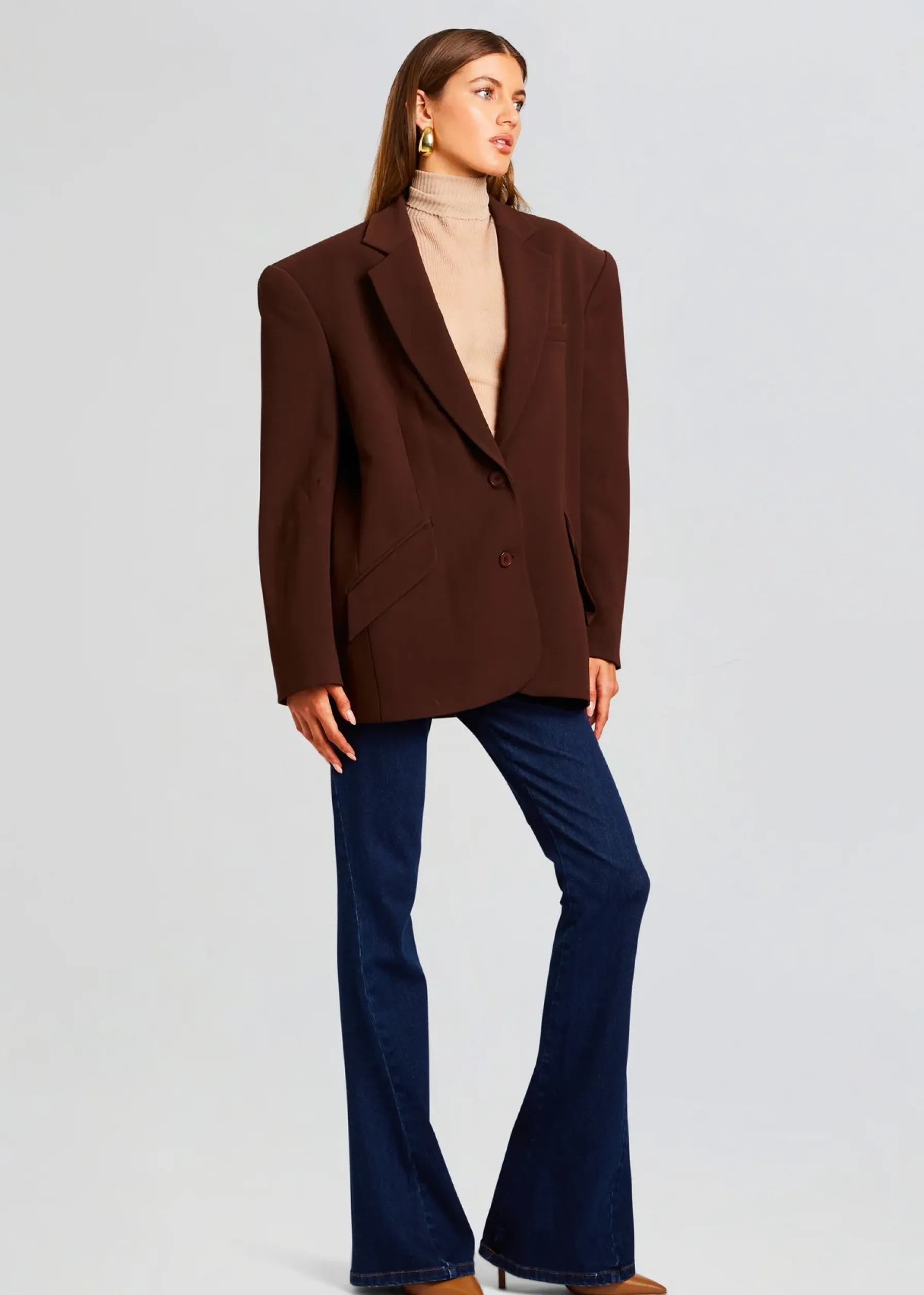 Retrofete The Adel Oversized Dad Blazer Brown Cheap