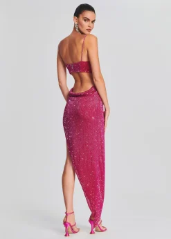 Retrofete Topaz Glass Beaded Dress Fuchsia Cheap