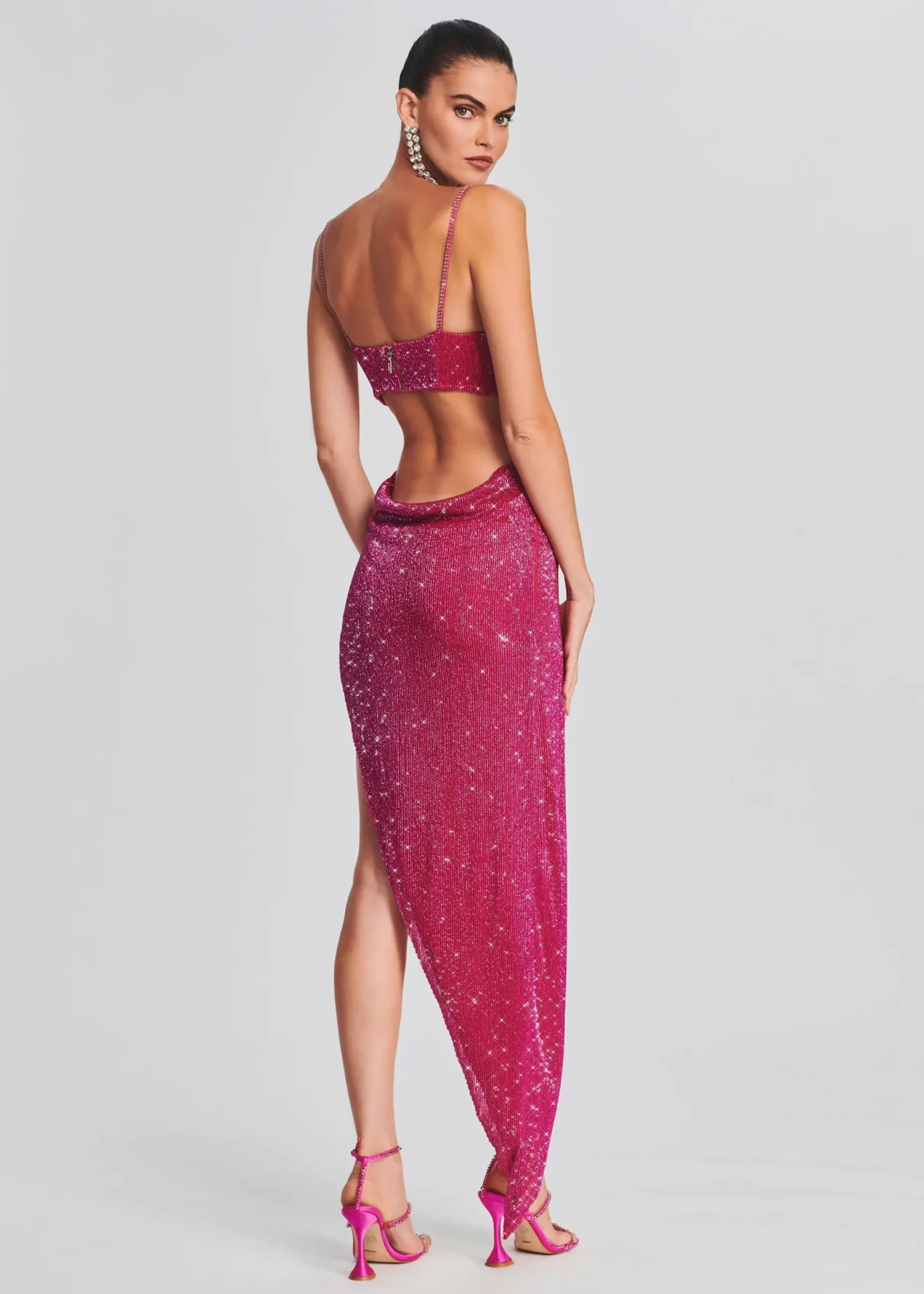 Retrofete Topaz Glass Beaded Dress Fuchsia Best