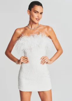 Retrofete Torin Sequin Feather Dress White Discount