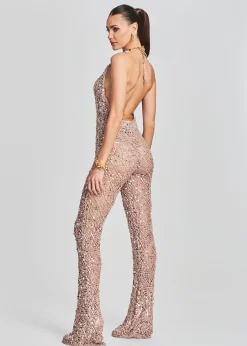 Retrofete Tosca Sequin Crochet Jumpsuit Rose Gold Store