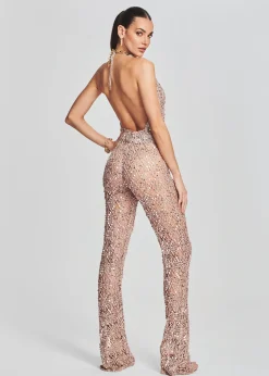 Retrofete Tosca Sequin Crochet Jumpsuit Rose Gold Store