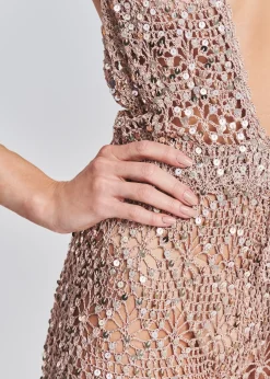 Retrofete Tosca Sequin Crochet Jumpsuit Rose Gold Outlet