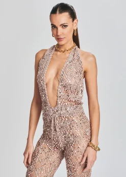 Retrofete Tosca Sequin Crochet Jumpsuit Rose Gold Outlet