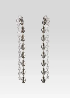Retrofete Tyde Crystal Shell Drop Earrings Silver Cheap