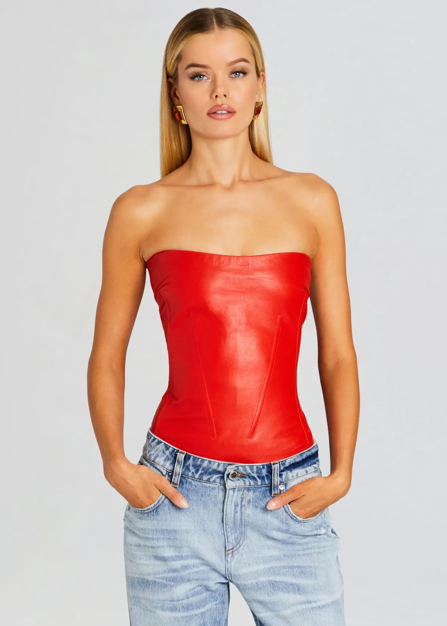 Retrofete Veda Leather Top Fiery Red Online