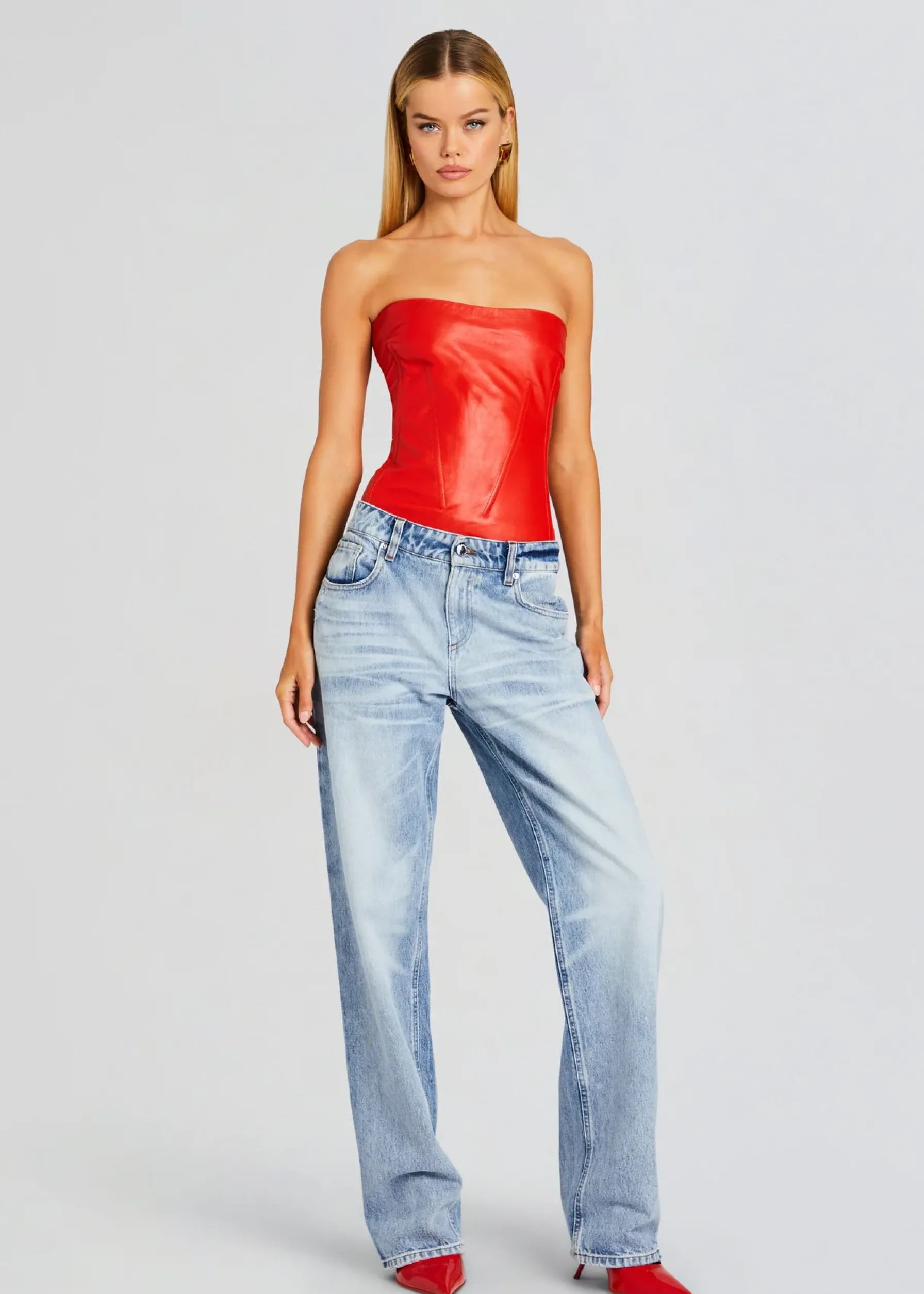 Retrofete Veda Leather Top Fiery Red Online