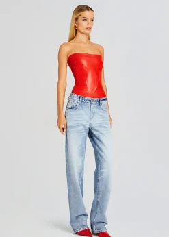 Retrofete Veda Leather Top Fiery Red Fashion
