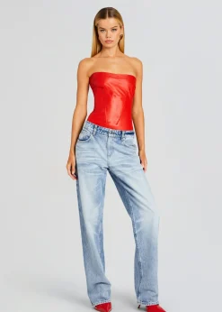 Retrofete Veda Leather Top Fiery Red Fashion