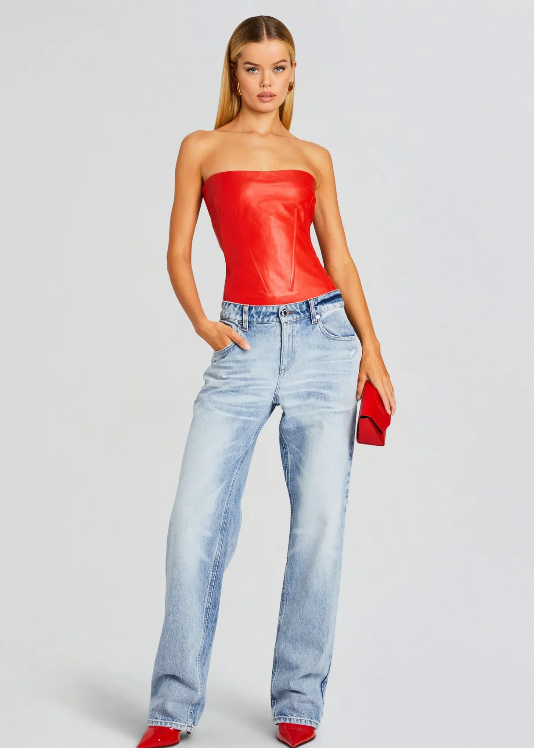 Retrofete Veda Leather Top Fiery Red Outlet