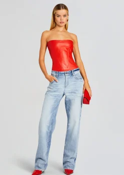 Retrofete Veda Leather Top Fiery Red Online