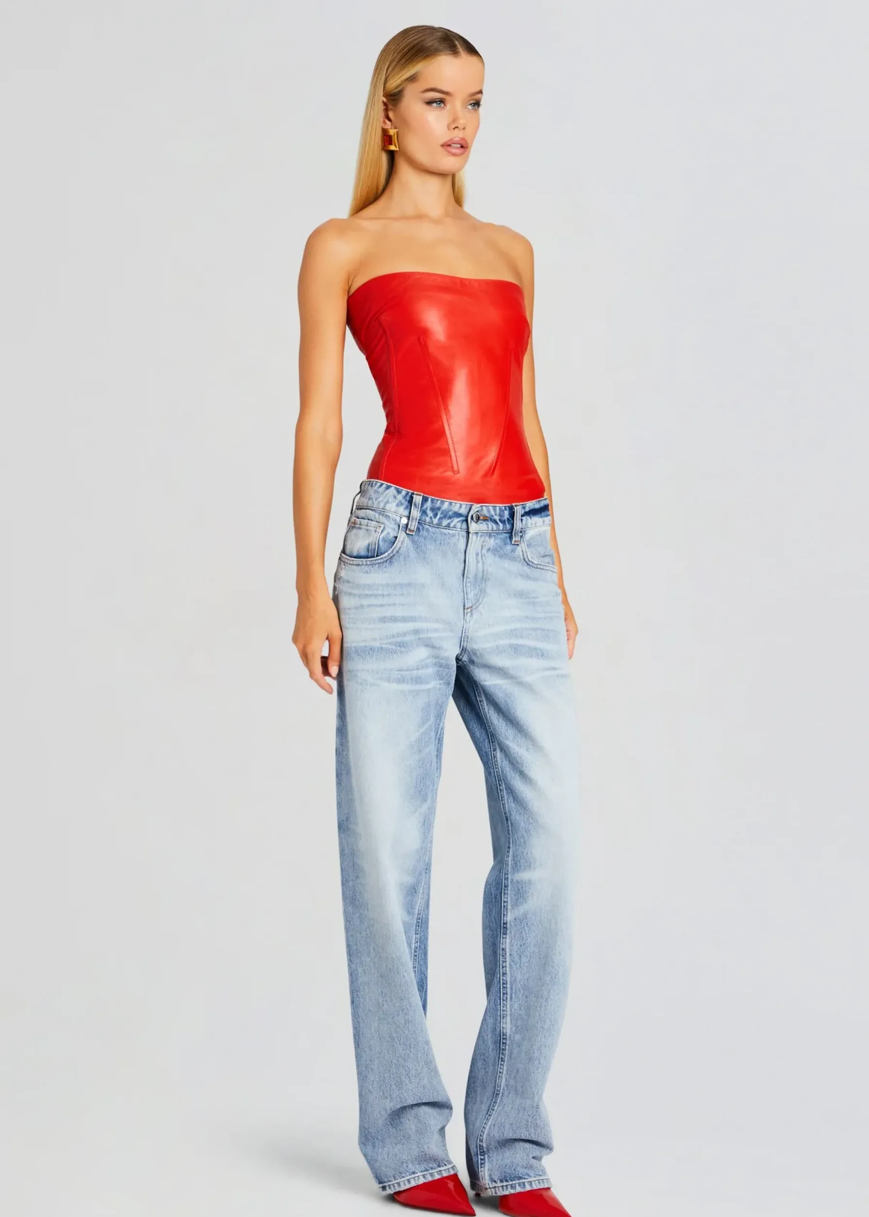 Retrofete Veda Leather Top Fiery Red Fashion