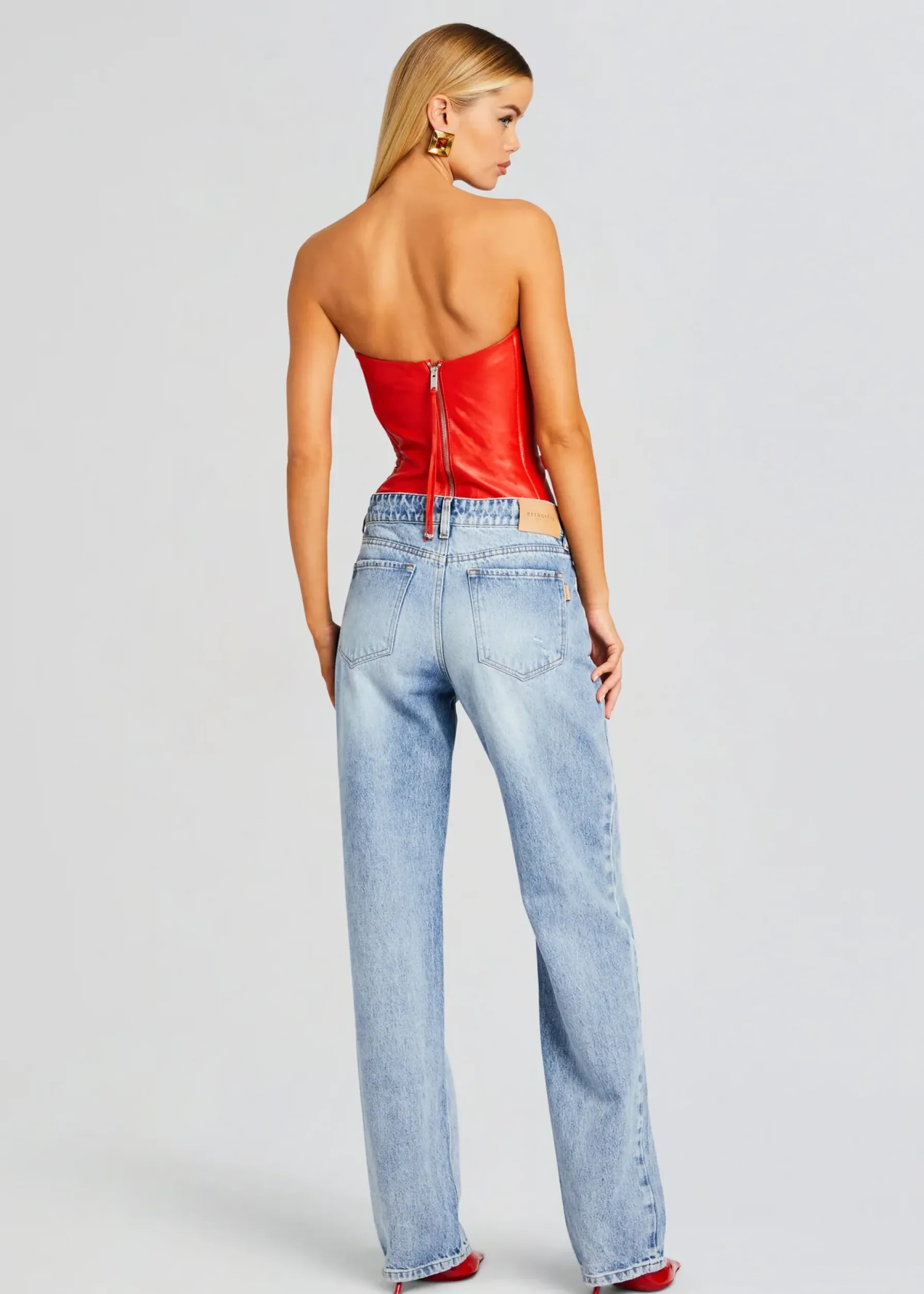 Retrofete Veda Leather Top Fiery Red Fashion