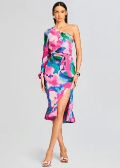 Retrofete Vesa One Shoulder Midi Dress Multicolor Best Sale