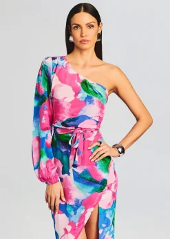 Retrofete Vesa One Shoulder Midi Dress Multicolor Best Sale