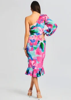 Retrofete Vesa One Shoulder Midi Dress Multicolor Best Sale