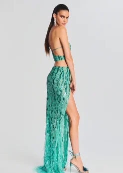 Retrofete Vice Sequin Feather Dress Sea Foam Shop